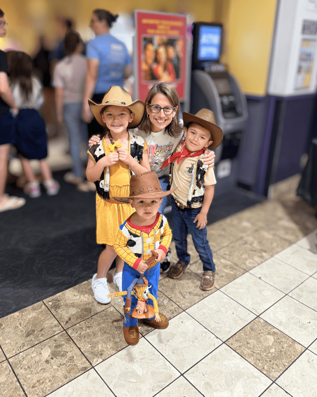 Guests in Toy Story costumes at movie morning